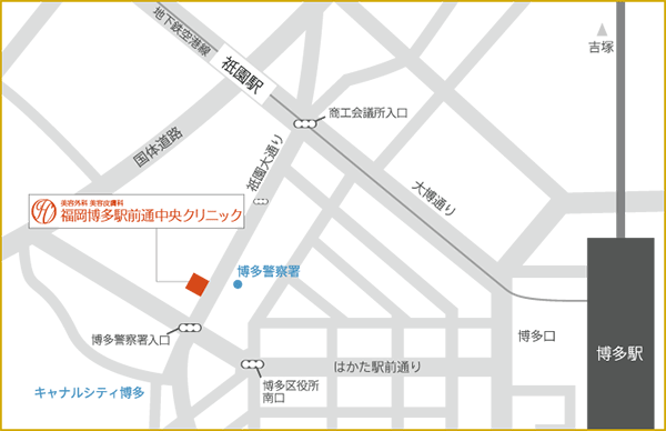 福岡博多駅前通中央クリニックのアクセスマップ
